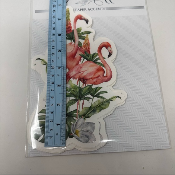Flamingo Paper Accents Cut Outs Set Of 12 Pink Green Tropical Party Sobremezza - Picture 4 of 4